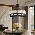 Rustikaler Kristall-Kronleuchter, höhenverstellbare Hängeleuchte mit Metallfassung für Esszimmer und Küche | ribuella