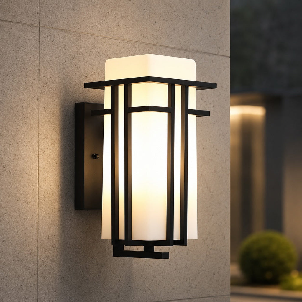 Industrial Outdoor Wall Light Weatherproof Fixture Matte Black Iron and Glass for Gardens and Patios | ribuella