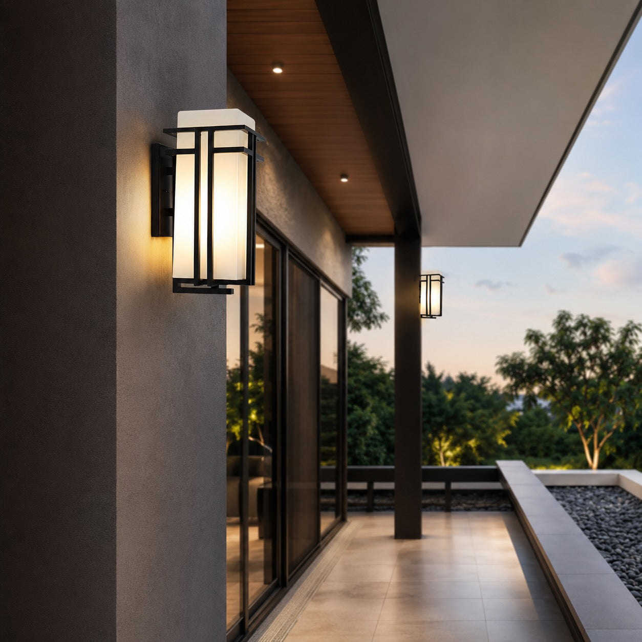 Industrial Outdoor Wall Light Weatherproof Fixture Matte Black Iron and Glass for Gardens and Patios | ribuella