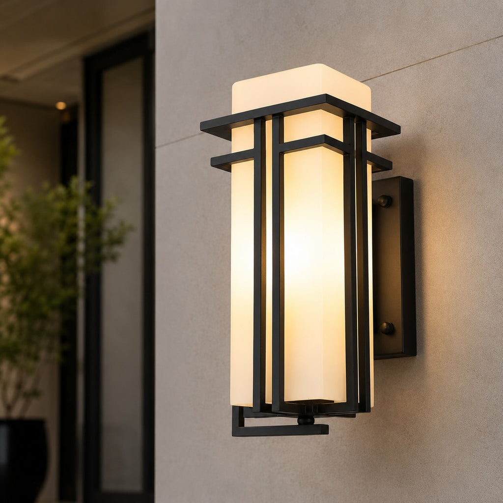 Industrial Outdoor Wall Light Weatherproof Fixture Matte Black Iron and Glass for Gardens and Patios | ribuella