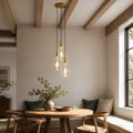 Suspension moderne à 3 lumières, verre martelé en acier réglable, luminaire LED pour îlot de cuisine | ribuella