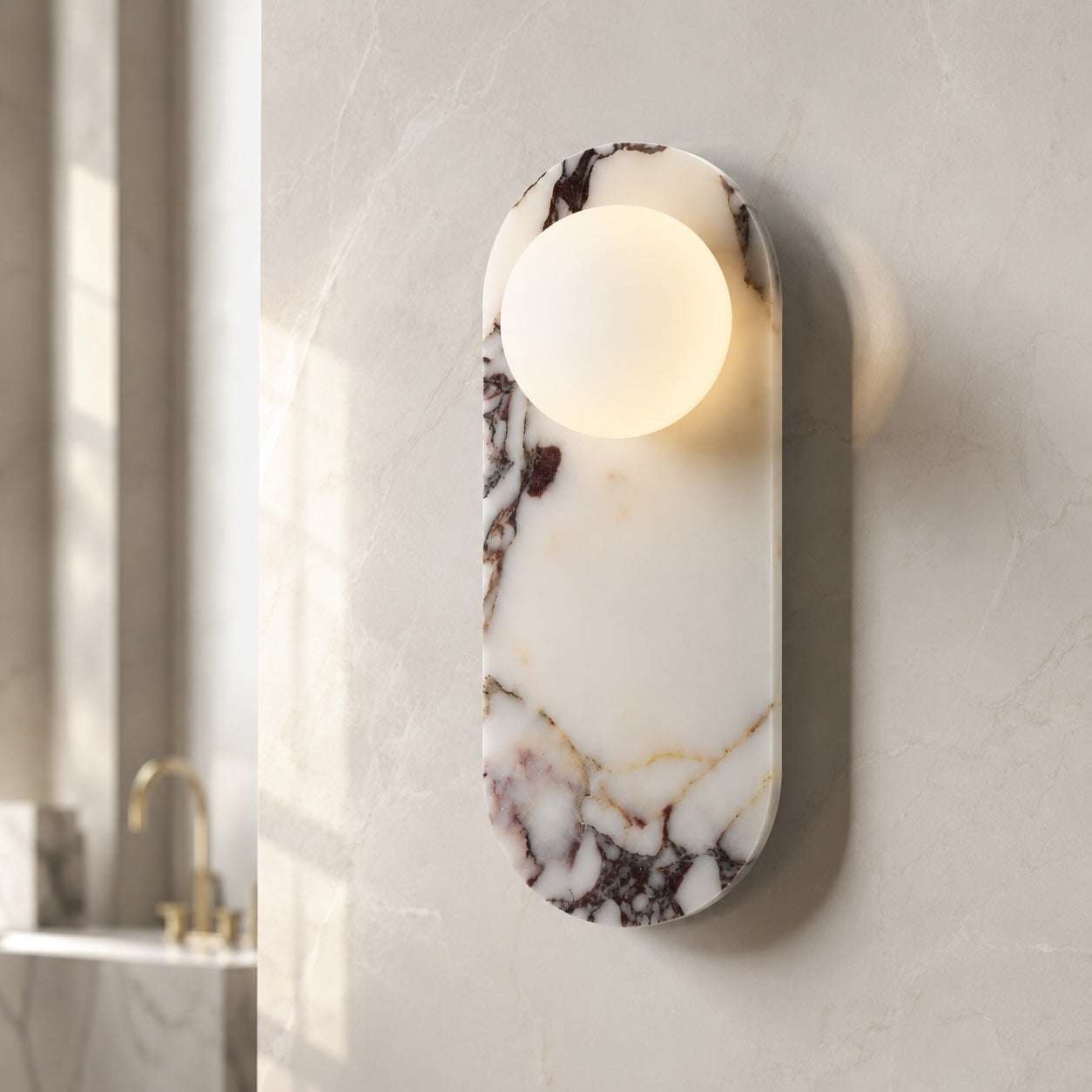 Applique da parete moderna con illuminazione LED regolabile e marmo per ambienti contemporanei | ribuella
