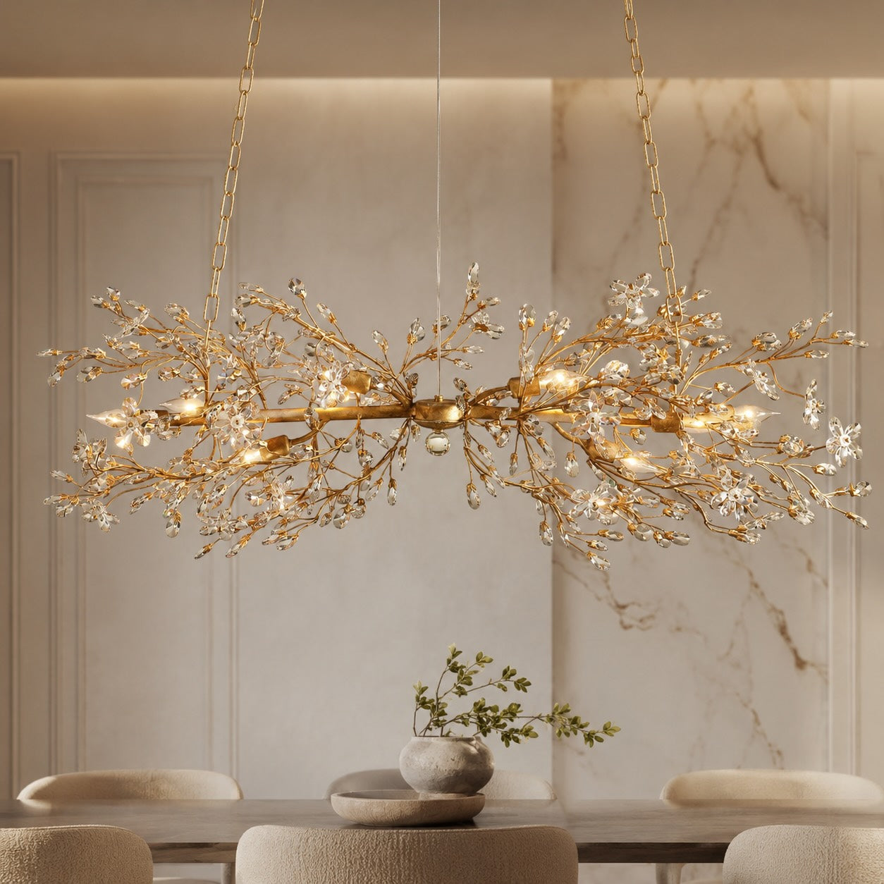 Modern Chandelier Light Hanging Metal and Glass Dimmable 8 Bulb Fixture | ribuella