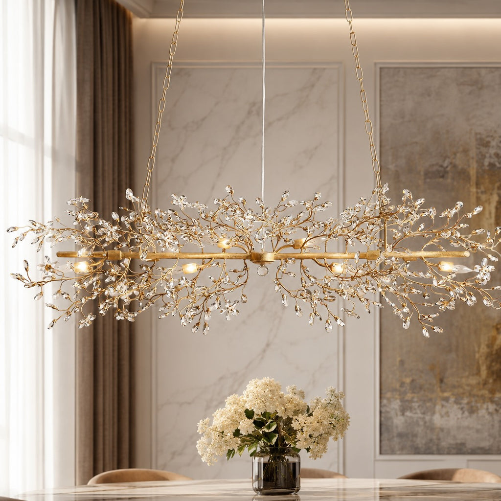 Modern Chandelier Light Hanging Metal and Glass Dimmable 8 Bulb Fixture | ribuella