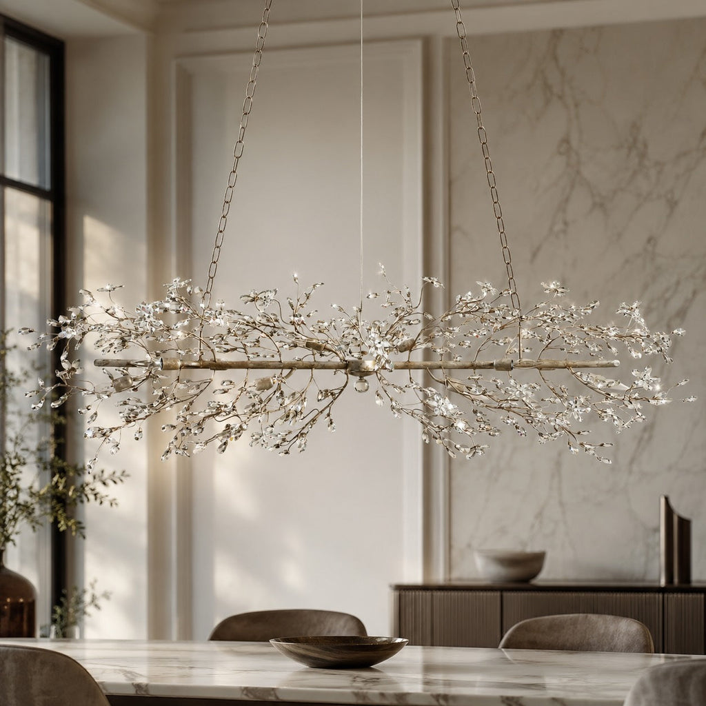 Modern Chandelier Light Hanging Metal and Glass Dimmable 8 Bulb Fixture | ribuella