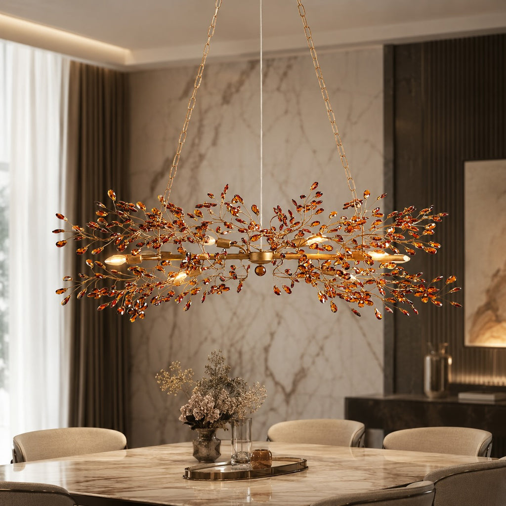 Modern Chandelier Light Hanging Metal and Glass Dimmable 8 Bulb Fixture | ribuella