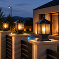 Lámpara de columna exterior de estilo tradicional, de doble alimentación, fabricada en aleación de aluminio y vidrio, resistente al agua LED | ribuella