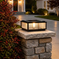Modern Outdoor Pillar Light Solar Powered Adjustable Die-Cast Aluminum Ribbed Glass LED | ribuella
