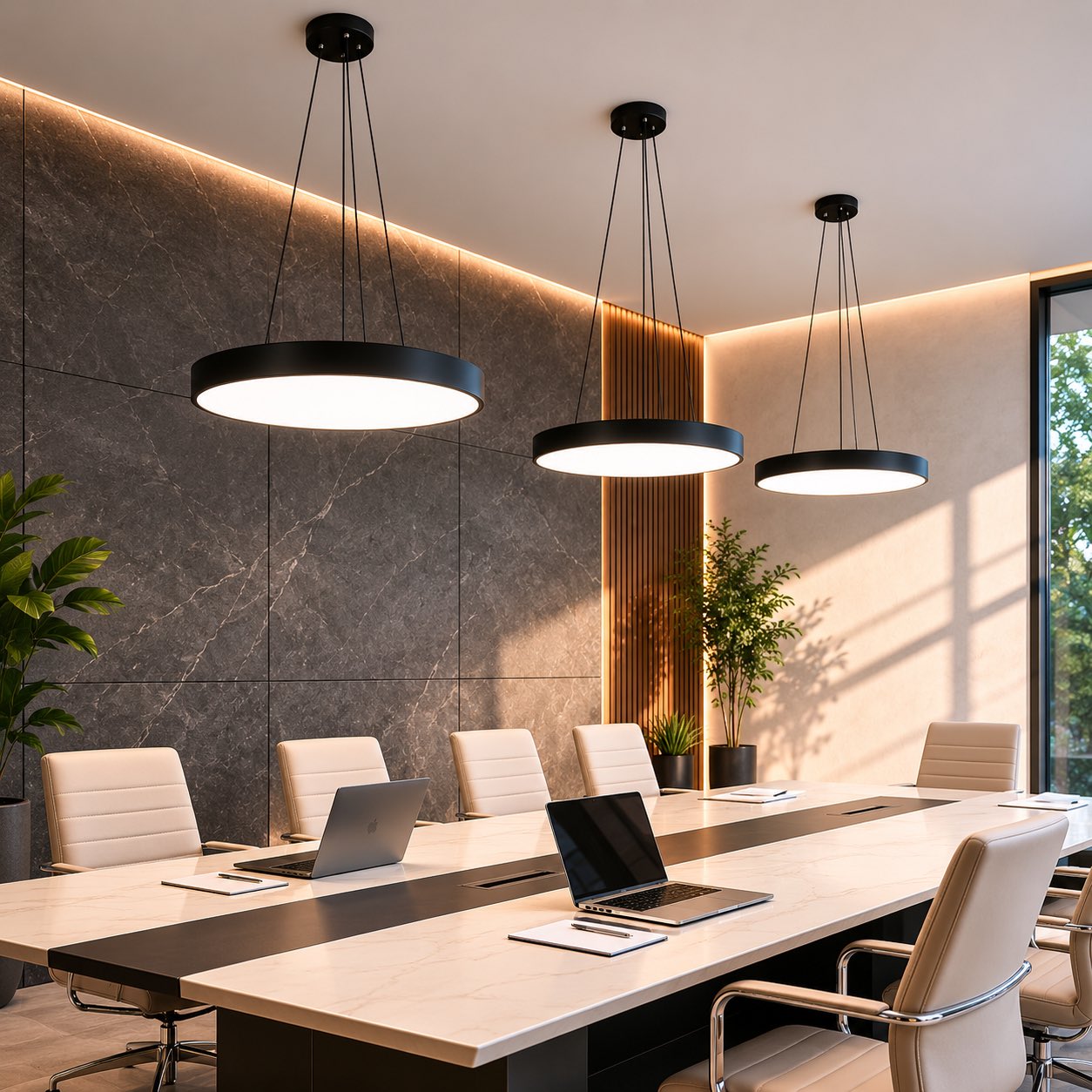 Moderne runde Pendelleuchte, verstellbare hängende Metall-Acryl-LED-Leuchte mit Dimmfunktion | ribuella