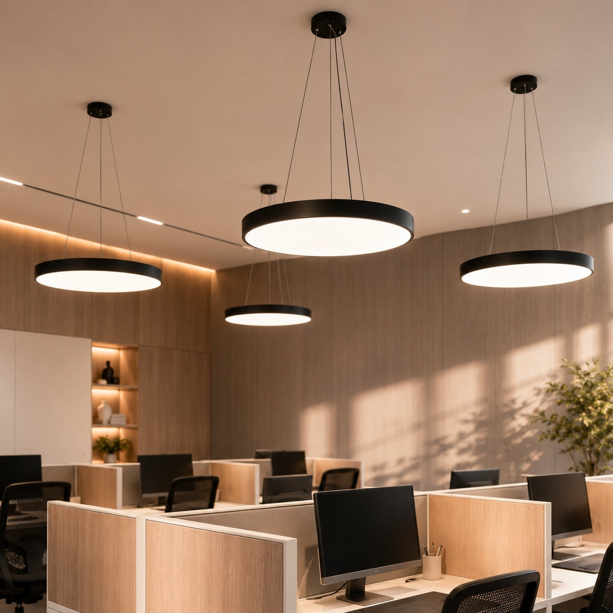 Moderne runde Pendelleuchte, verstellbare hängende Metall-Acryl-LED-Leuchte mit Dimmfunktion | ribuella