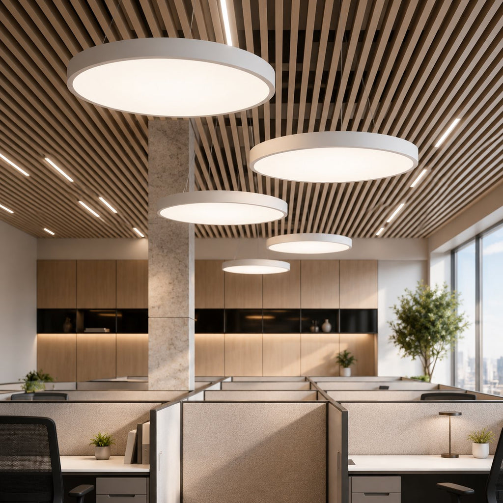 Moderne runde Pendelleuchte, verstellbare hängende Metall-Acryl-LED-Leuchte mit Dimmfunktion | ribuella