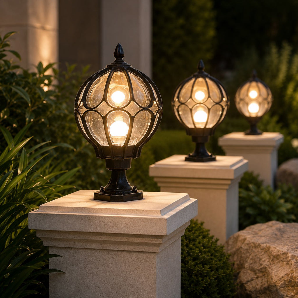 Modern Outdoor Wall Light Metal Base Glass Shade IP65 Rated | ribuella