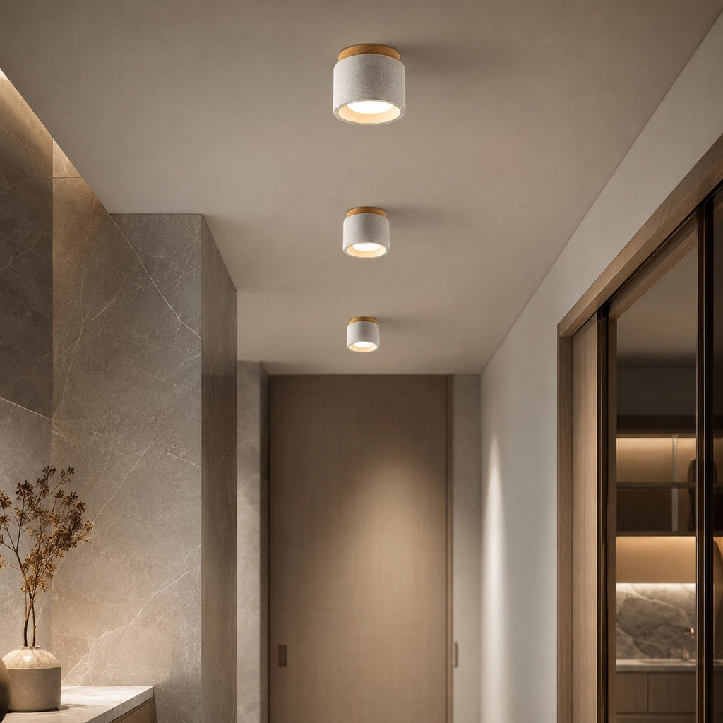 Modern Minimalist Round Ceiling Light Fixture Concrete LED GX53 Adjustable Color Temperature | ribuella
