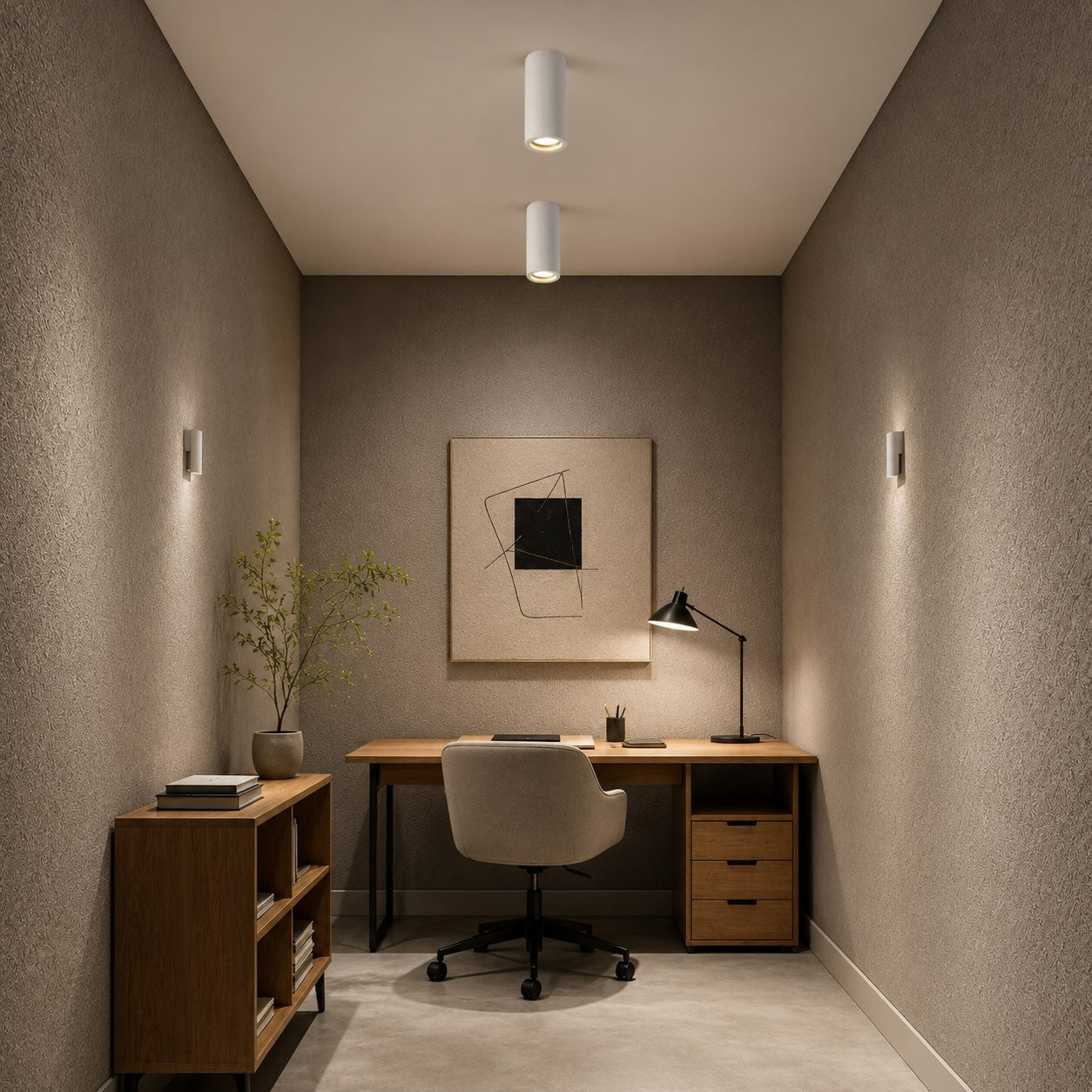 Modern Minimalist Round Ceiling Light Fixture Concrete LED Adjustable Ambient Lighting | ribuella