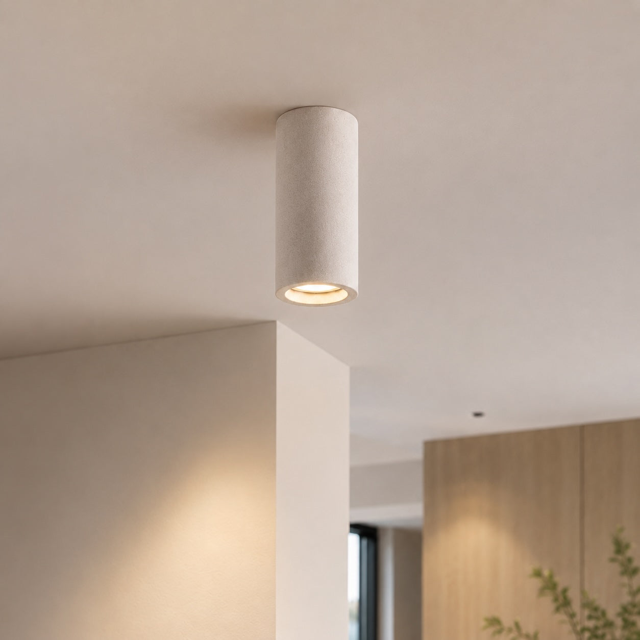 Modern Minimalist Round Ceiling Light Fixture Concrete LED Adjustable Ambient Lighting | ribuella