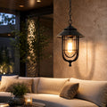 Lampă suspendată vintage, rustică, pentru exterior, din aluminiu turnat sub presiune, cu LED, impermeabilă și înălțime reglabilă | ribuella