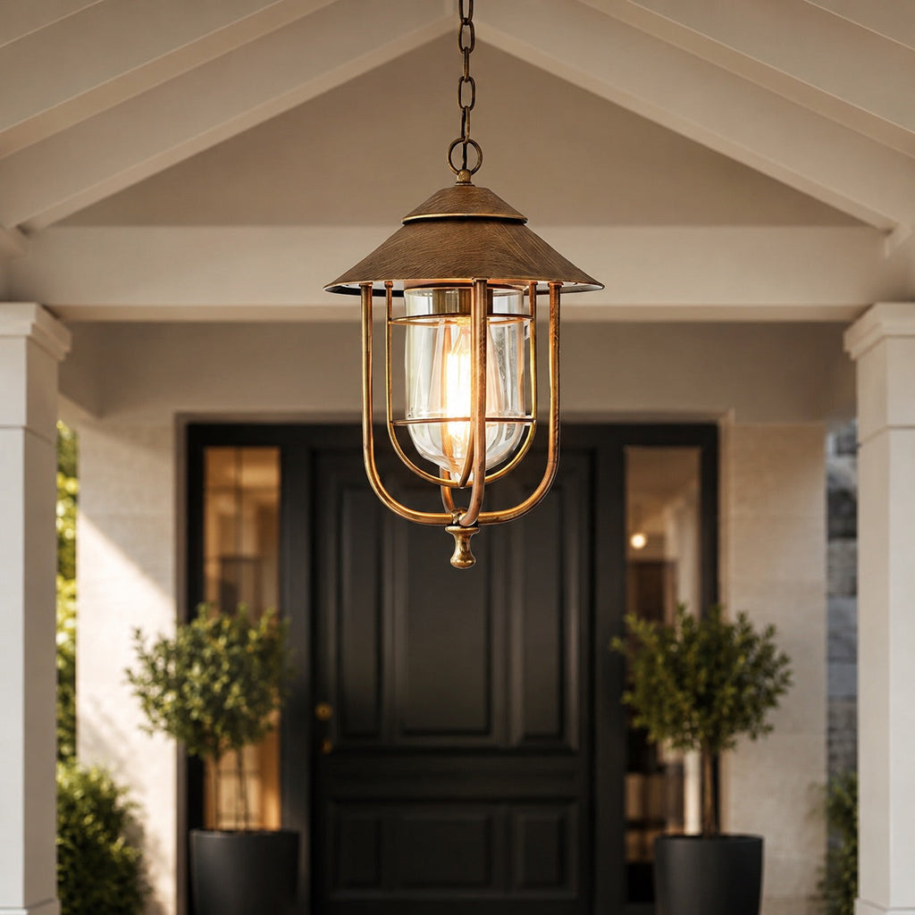 Lampă suspendată vintage, rustică, pentru exterior, din aluminiu turnat sub presiune, cu LED, impermeabilă și înălțime reglabilă | ribuella