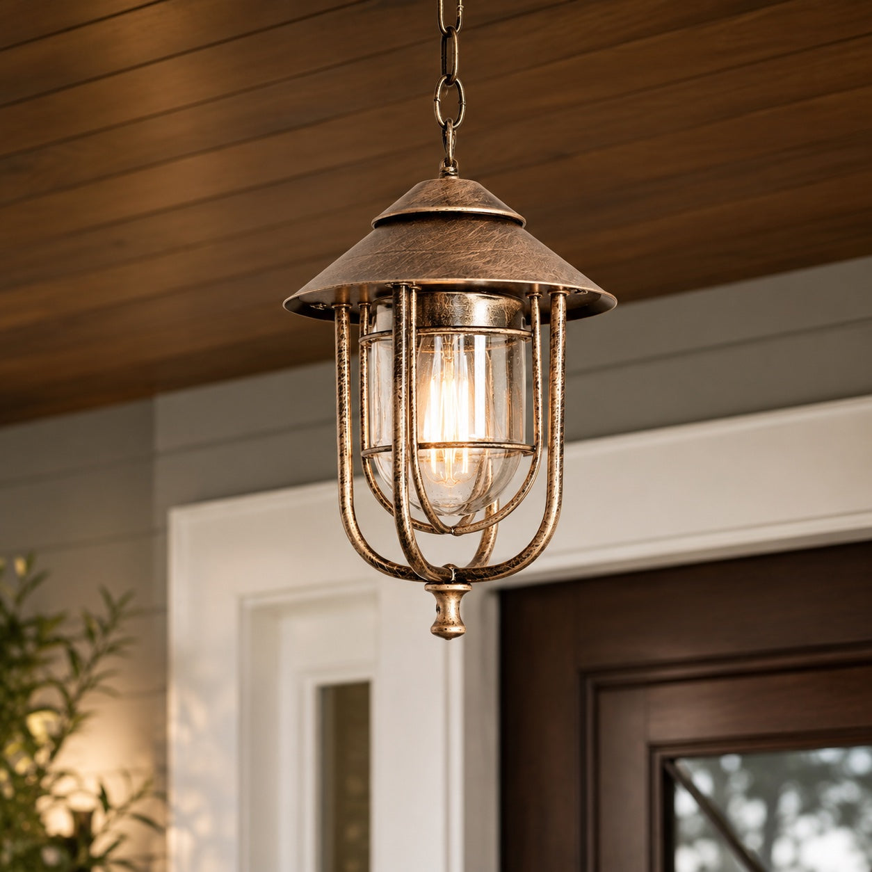 Lampă suspendată vintage, rustică, pentru exterior, din aluminiu turnat sub presiune, cu LED, impermeabilă și înălțime reglabilă | ribuella