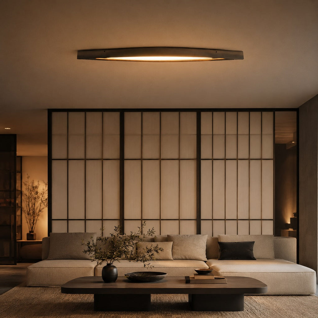 Modern Minimalist Ceiling Light Long Strip Diamond Shape Wood LED Adjustable Color Temperature | ribuella