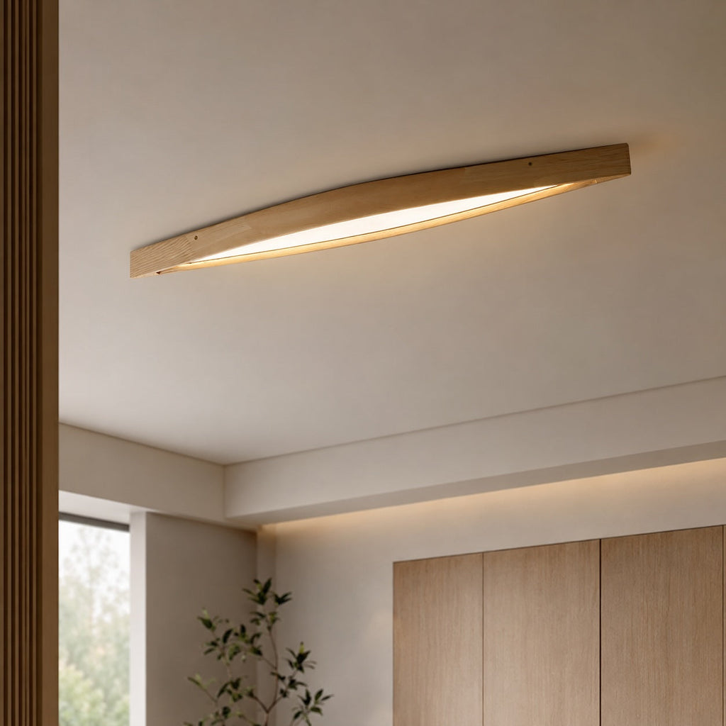 Modern Minimalist Ceiling Light Long Strip Diamond Shape Wood LED Adjustable Color Temperature | ribuella