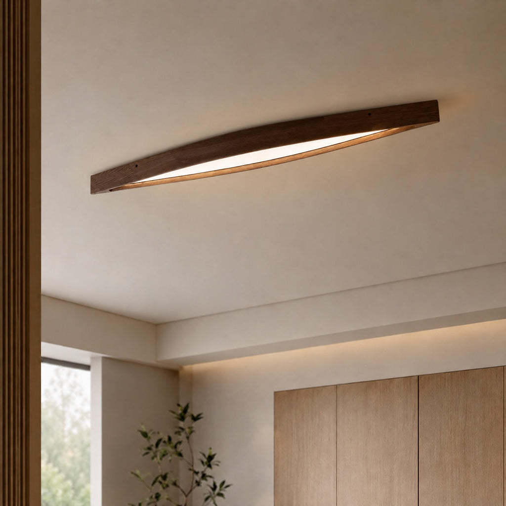 Modern Minimalist Ceiling Light Long Strip Diamond Shape Wood LED Adjustable Color Temperature | ribuella