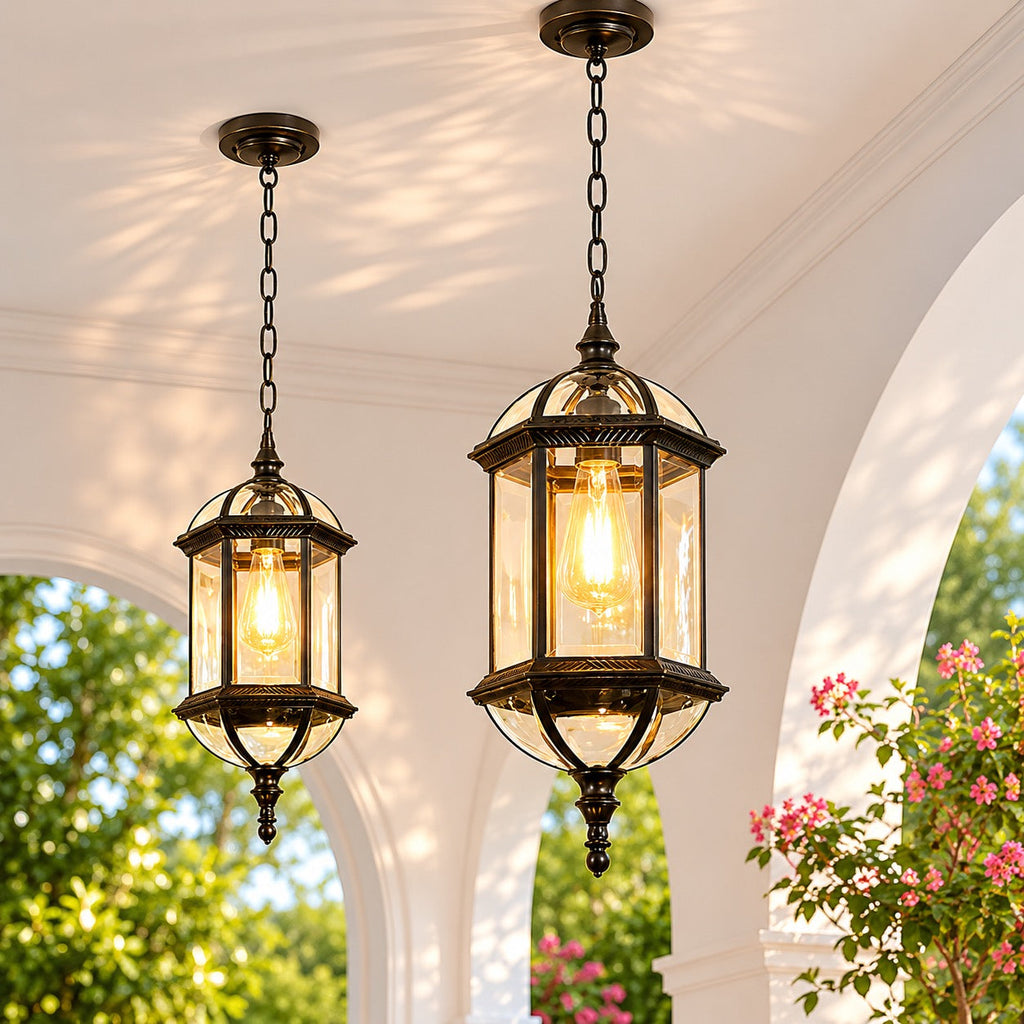 Vintage-Außen-Pendelleuchte, wandmontiert, höhenverstellbar, aus Druckgussaluminium, wasserdichte LED | ribuella
