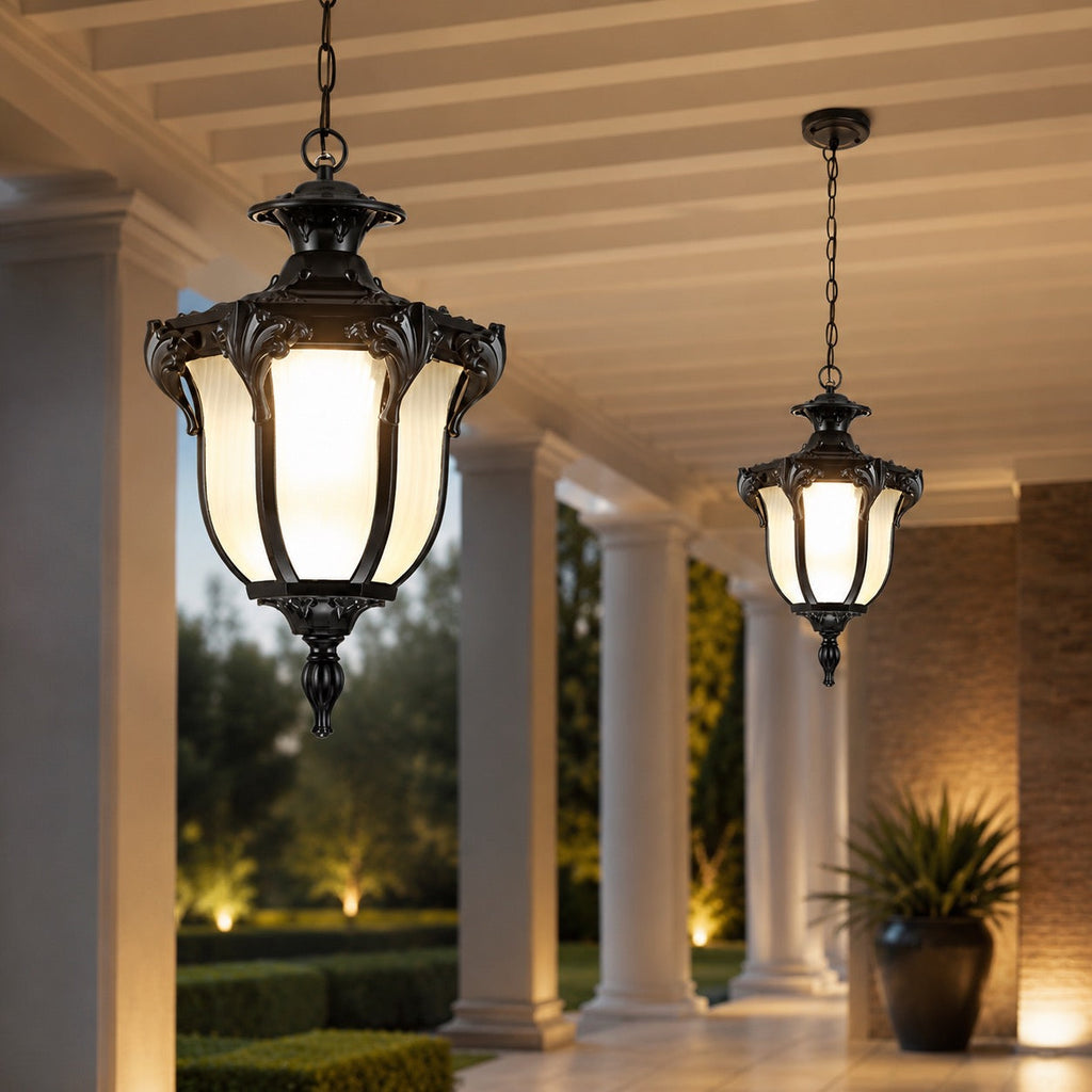 Vintage Outdoor Pendant Light Fixture Hanging Waterproof Aluminum Glass LED 5W 485lm | ribuella