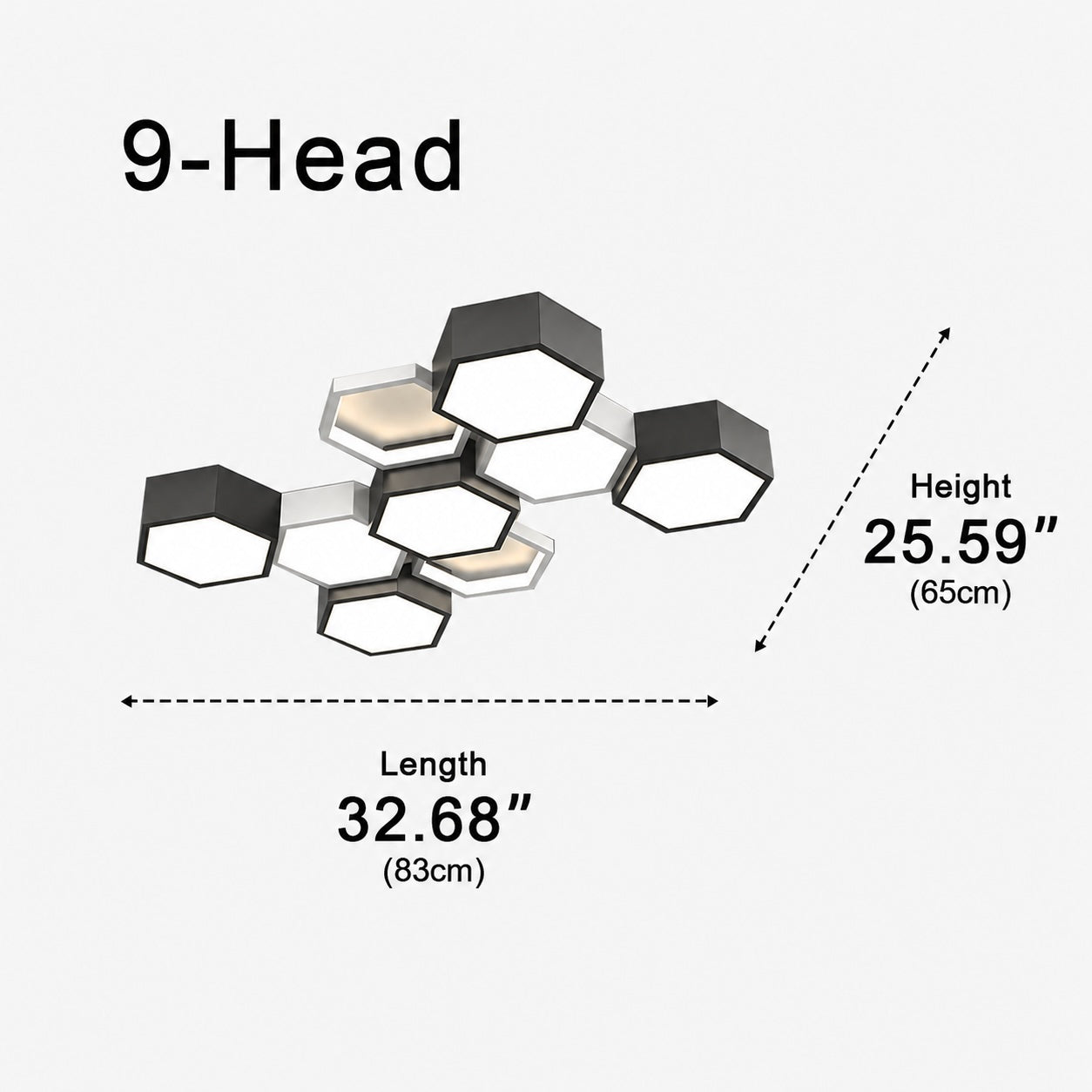 Modern Minimalist Indoor Ceiling Light Hexagon Design LED Adjustable Dimming Iron Acrylic | ribuella
