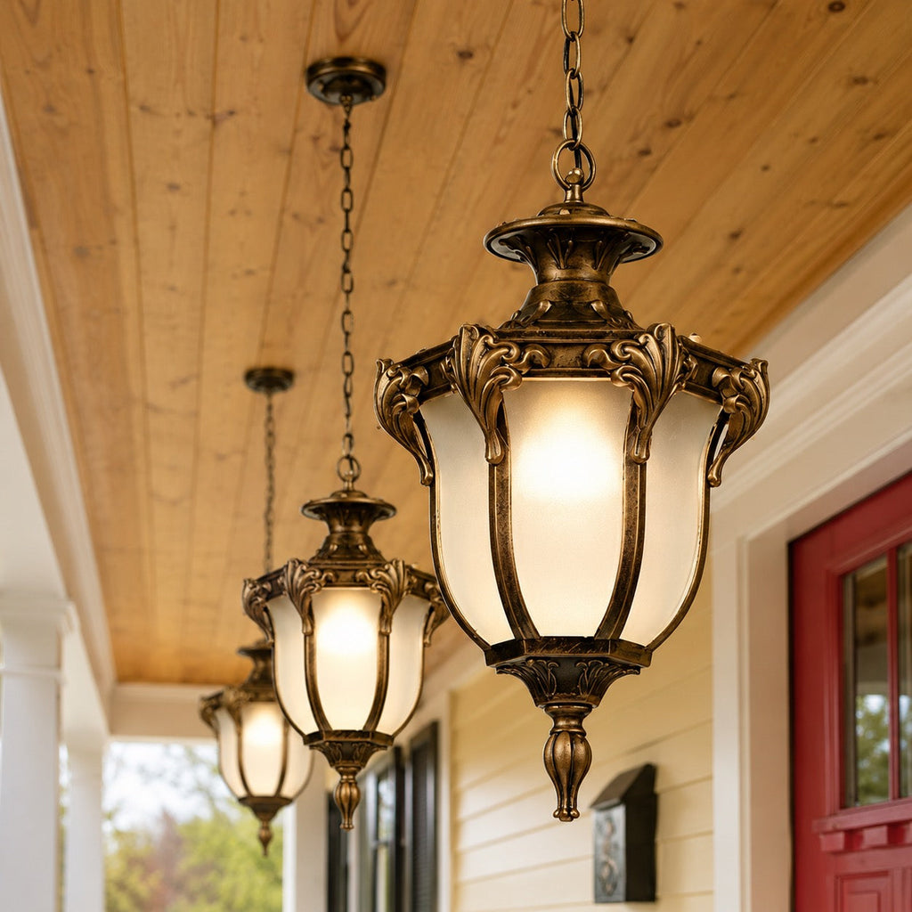Vintage Outdoor Pendant Light Fixture Hanging Waterproof Aluminum Glass LED 5W 485lm | ribuella