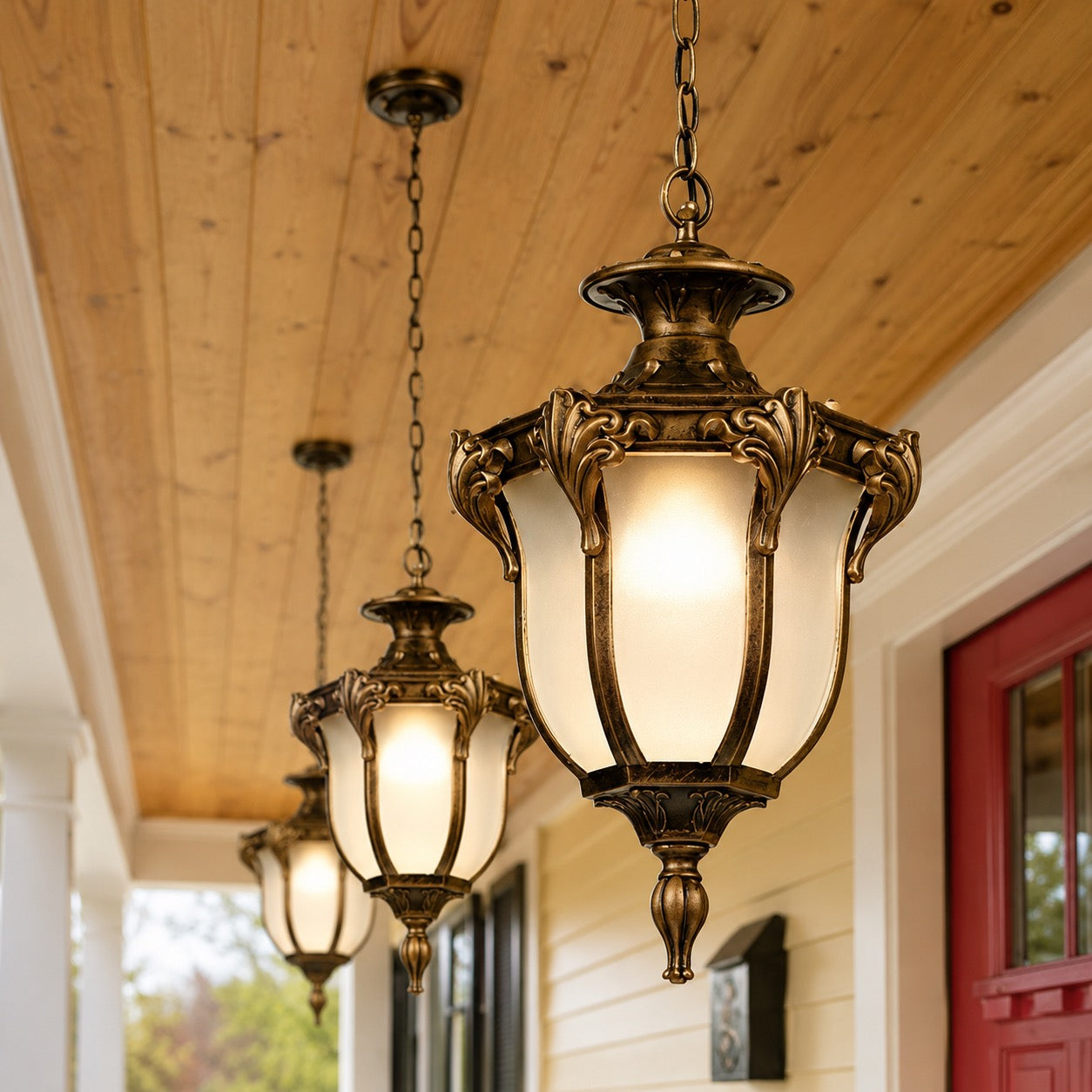 Vintage Outdoor Pendant Light Fixture Hanging Waterproof Aluminum Glass LED 5W 485lm | ribuella