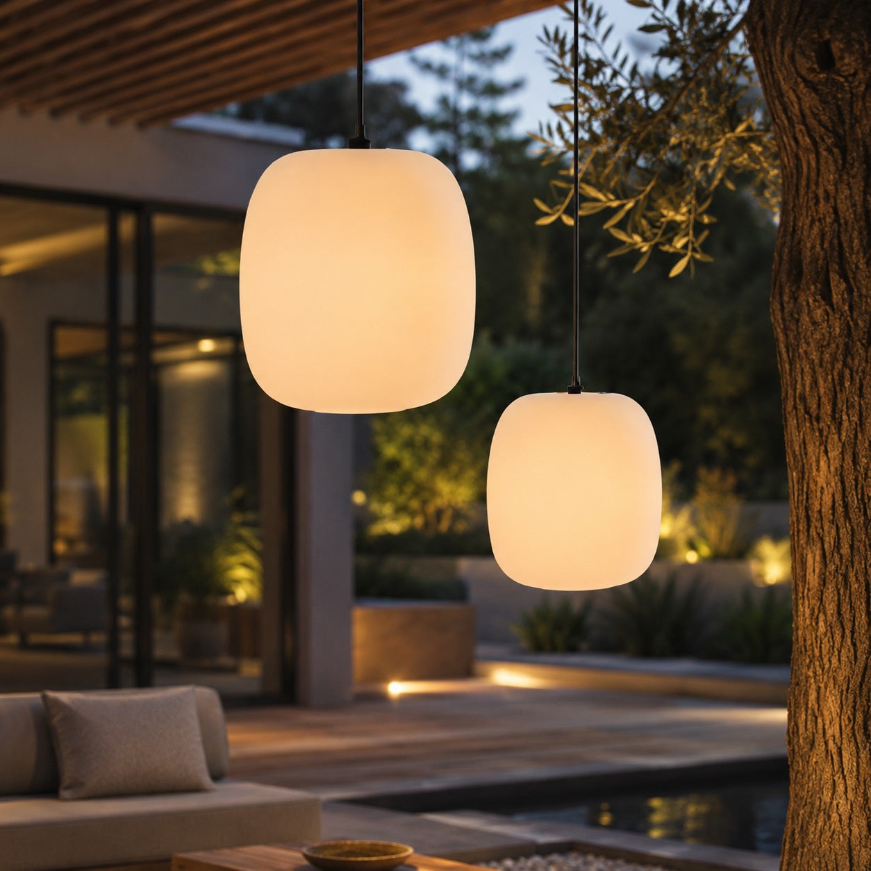 Modern Outdoor Pendant Light Fixture Hanging Aluminum LED Waterproof for Exterior Use | ribuella