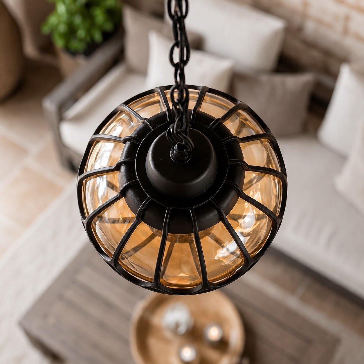 Modern Outdoor Pendant Light Fixture Waterproof Aluminum Hanging Lamp with Glass Shade Adjustable | ribuella