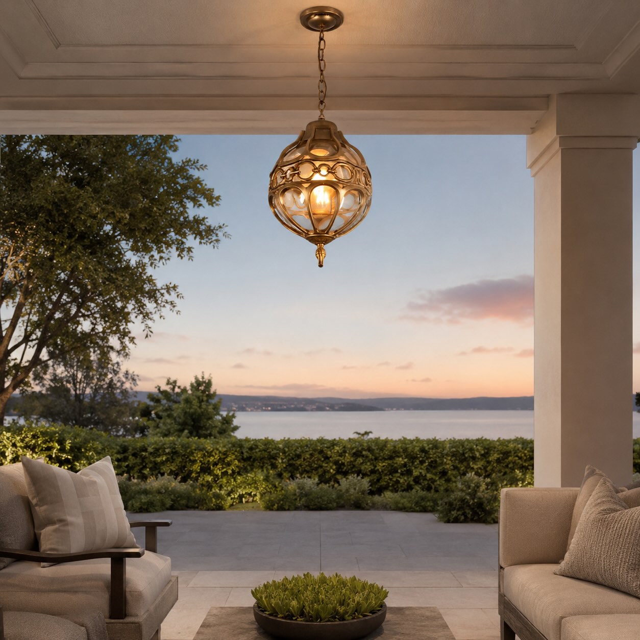Modern Outdoor Pendant Lamp Adjustable Hanging Aluminum Glass Waterproof LED | ribuella