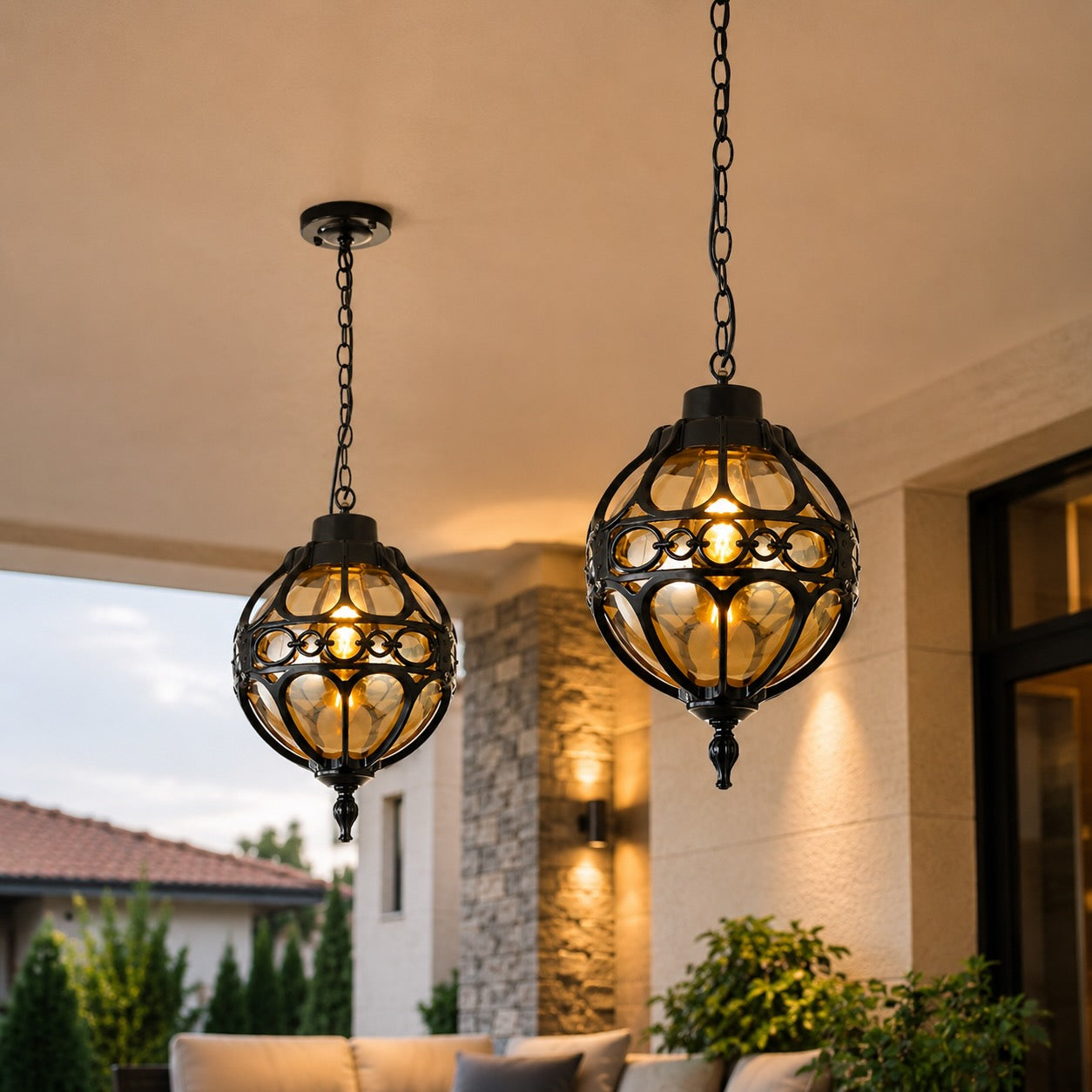 Modern Outdoor Pendant Lamp Adjustable Hanging Aluminum Glass Waterproof LED | ribuella
