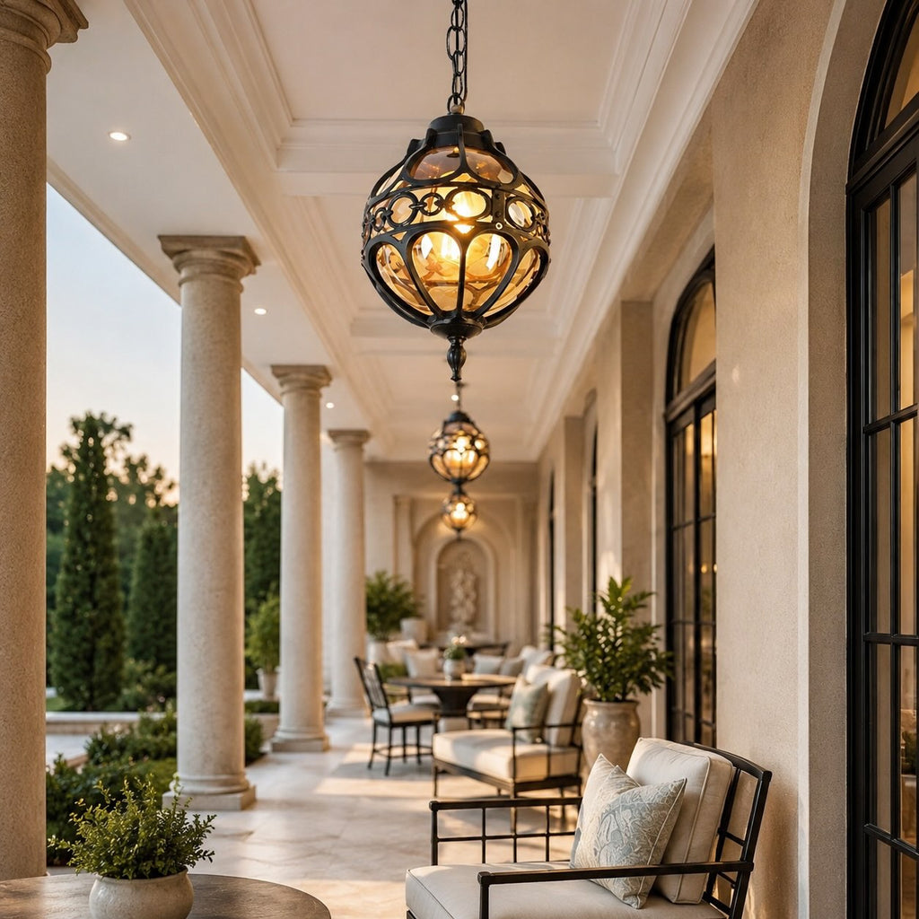 Modern Outdoor Pendant Lamp Adjustable Hanging Aluminum Glass Waterproof LED | ribuella