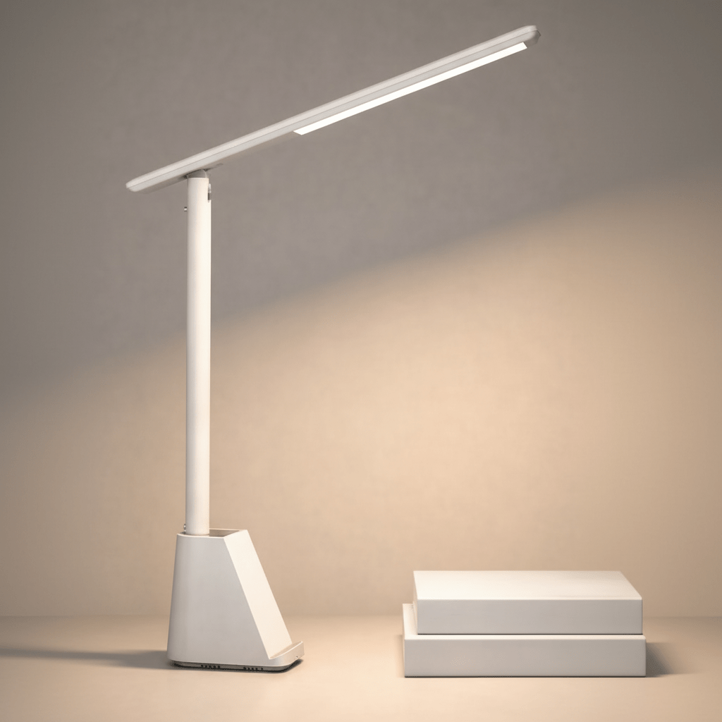 Faltbare LED-Schreibtischlampe von NovaLite — dimmbares, per USB wiederaufladbares Licht