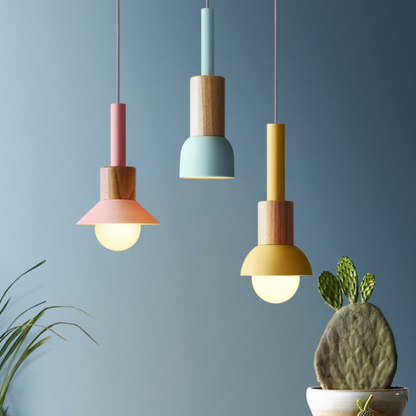 Stylish Adjustable Pendant Light with Wooden Accent | ribuella