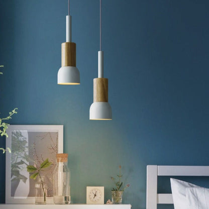 Stylish Adjustable Pendant Light with Wooden Accent | ribuella