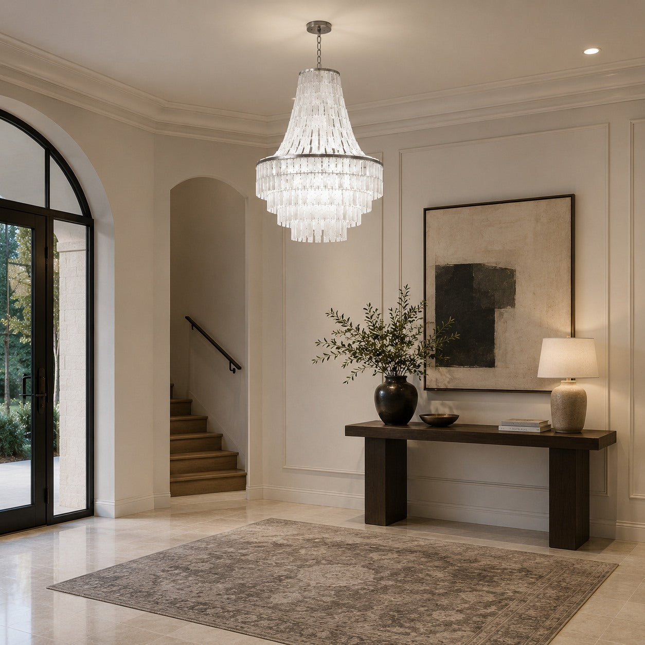 Coastal Tiered Chandelier Light Adjustable Metal Frame Natural Shell 8 Bulb Warm White | ribuella