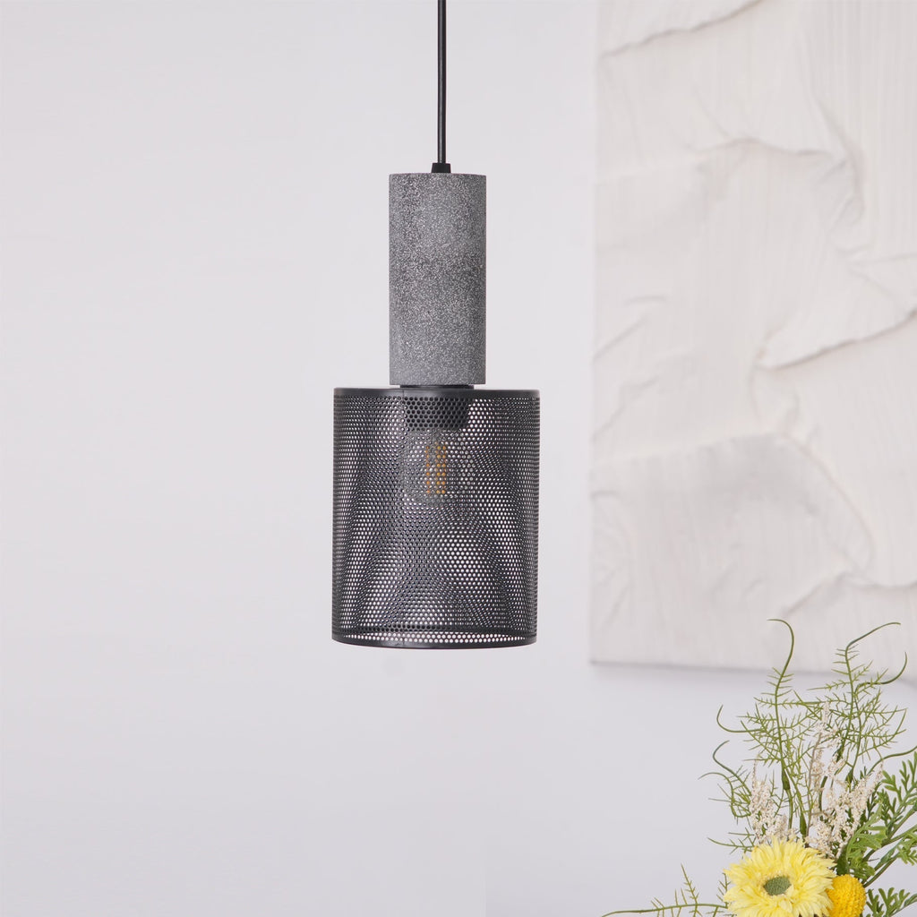 Lampada a sospensione cilindrica elegante, plafoniera moderna in stile industriale