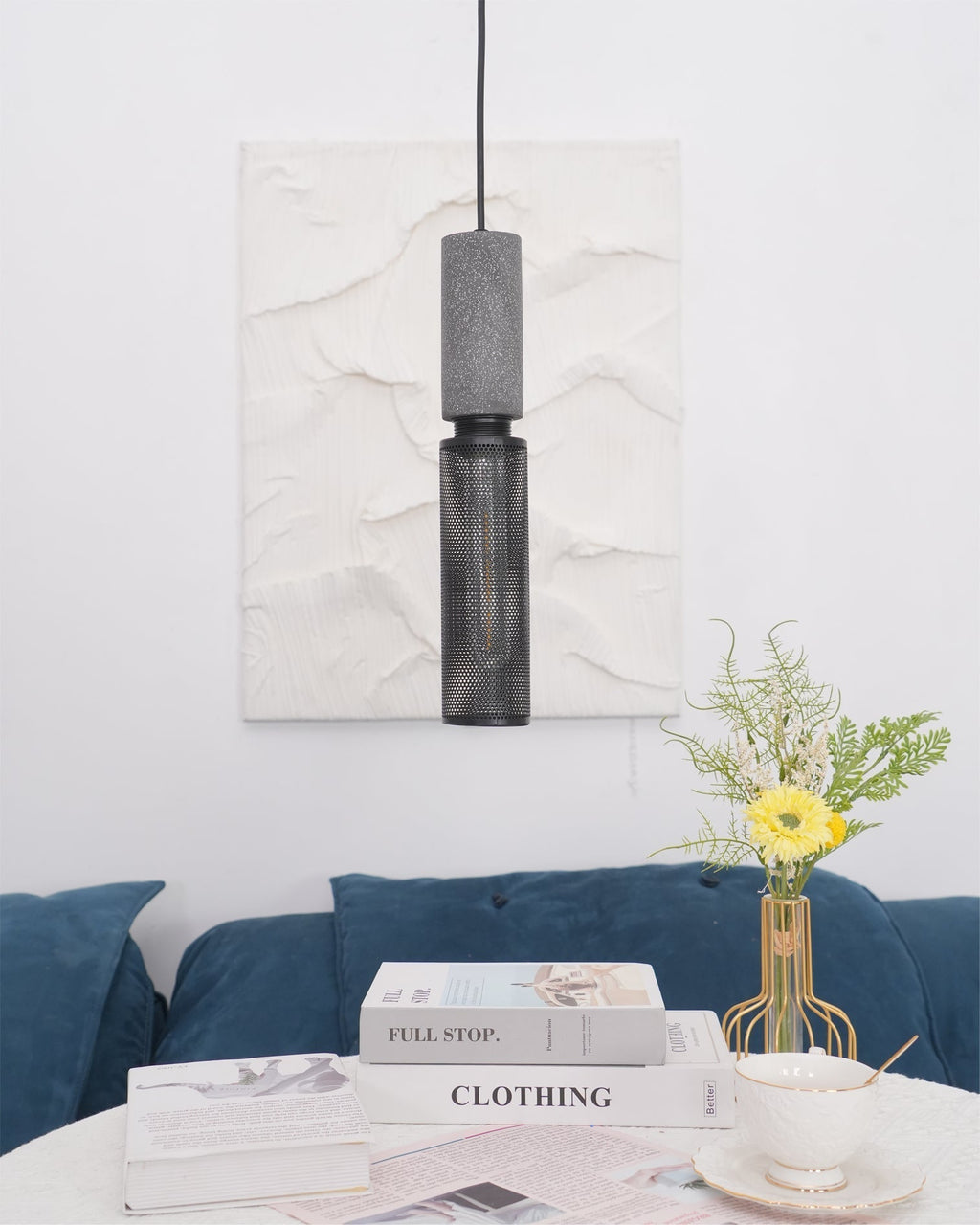 Lampada a sospensione cilindrica elegante, plafoniera moderna in stile industriale