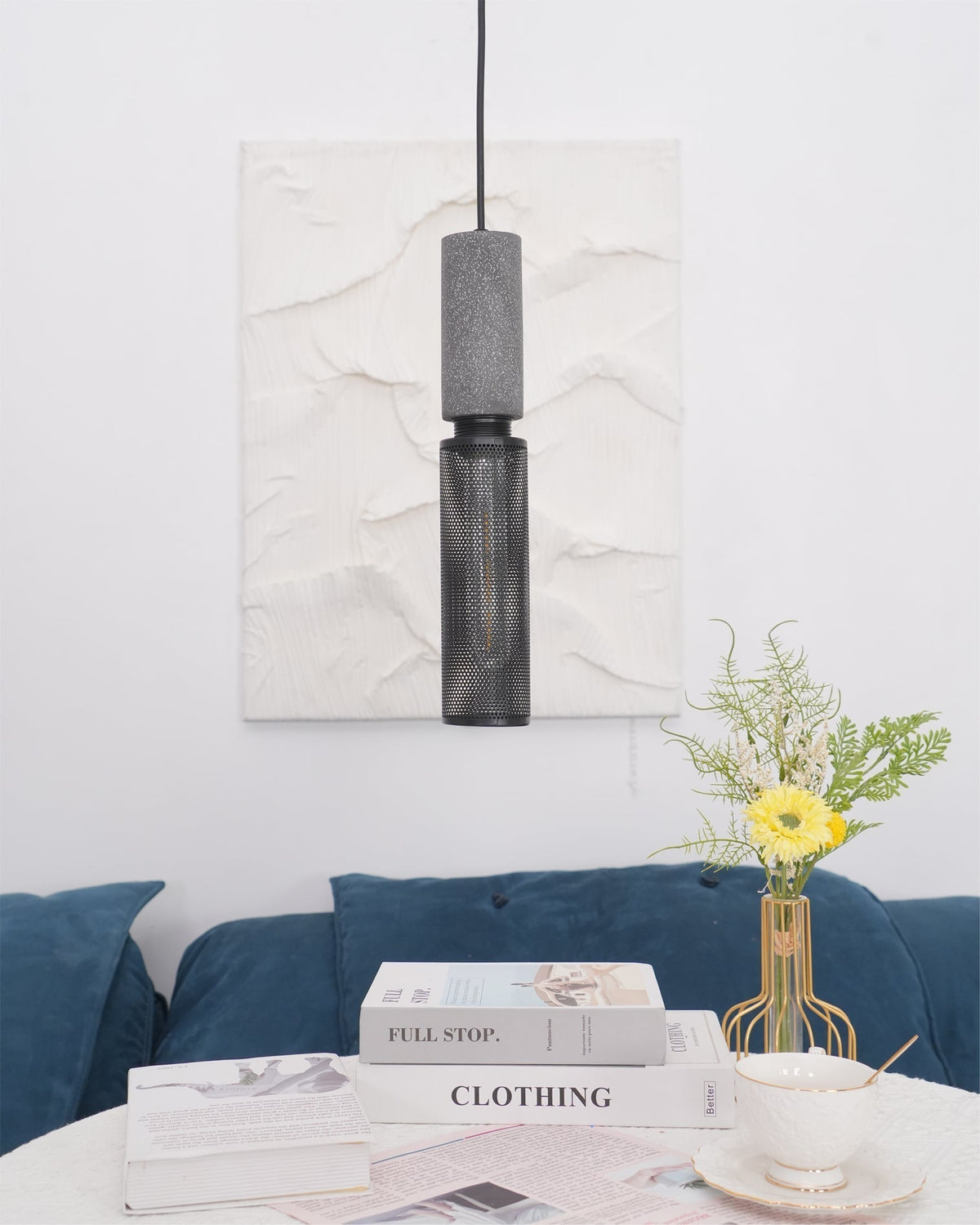 Lampada a sospensione cilindrica elegante, plafoniera moderna in stile industriale