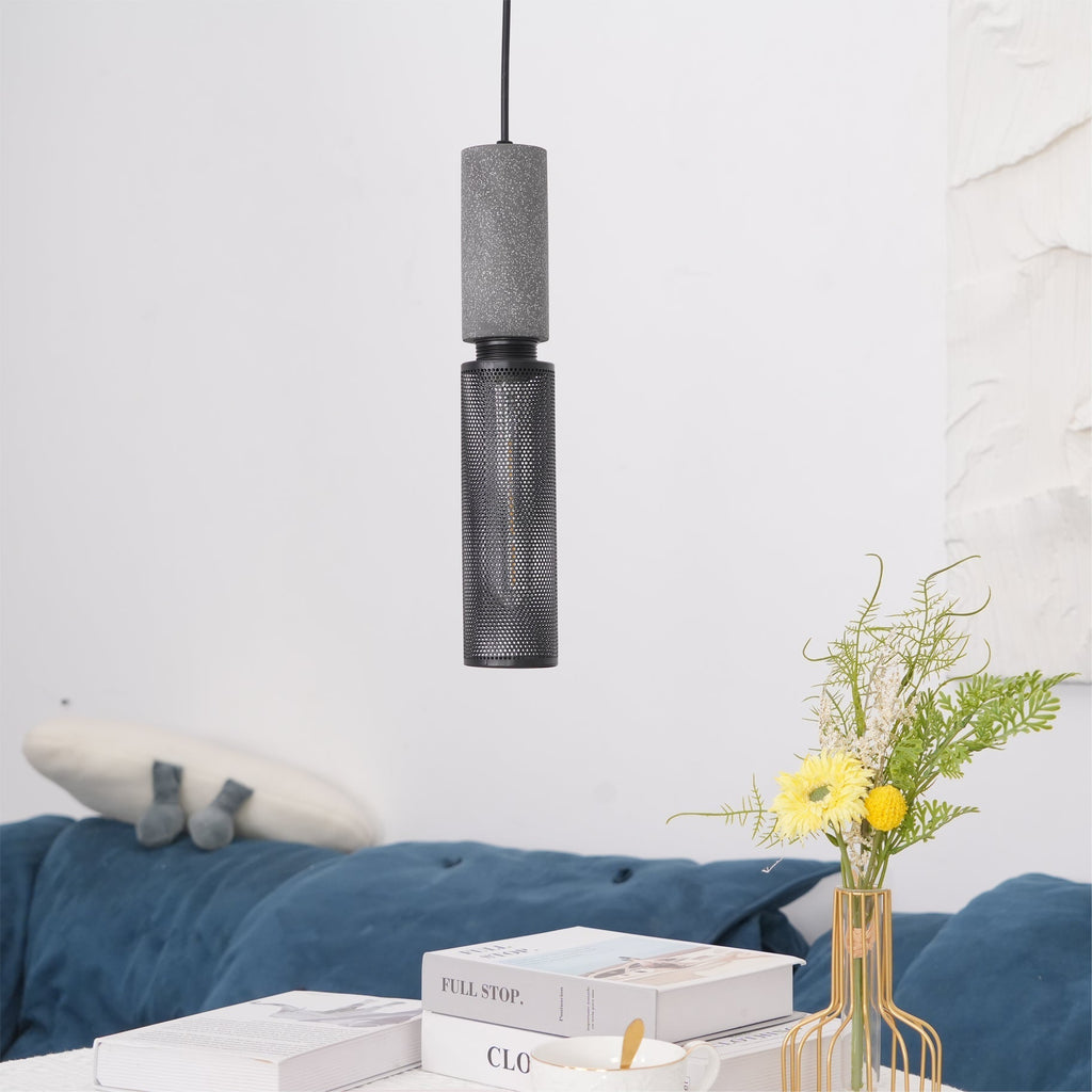 Lampada a sospensione cilindrica elegante, plafoniera moderna in stile industriale