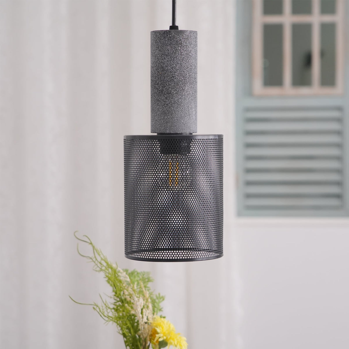 Lampada a sospensione cilindrica elegante, plafoniera moderna in stile industriale