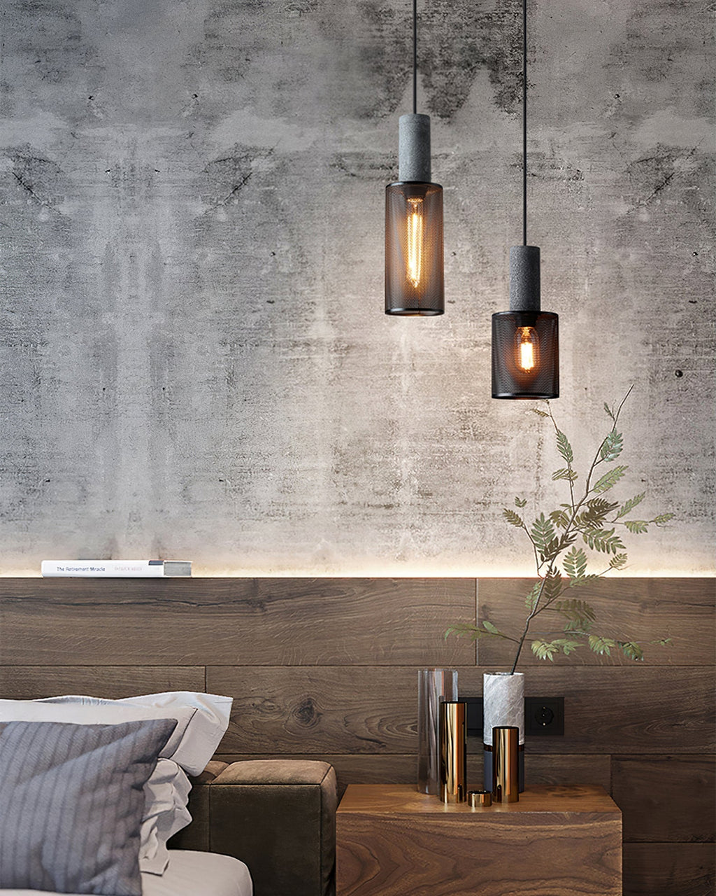 Lampada a sospensione cilindrica elegante, plafoniera moderna in stile industriale