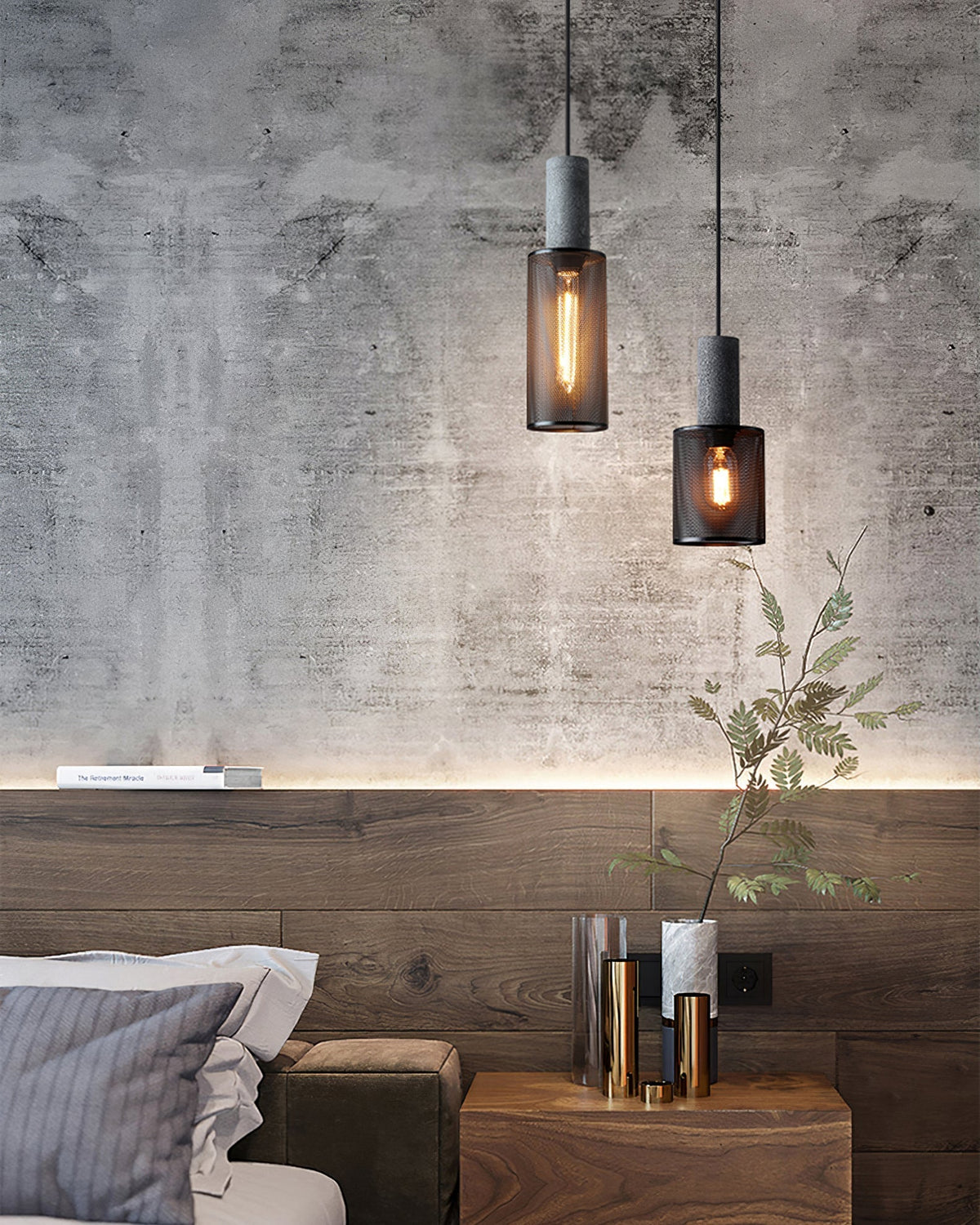 Elegant cylindrisk pendellampe, moderne industriel loftslampe