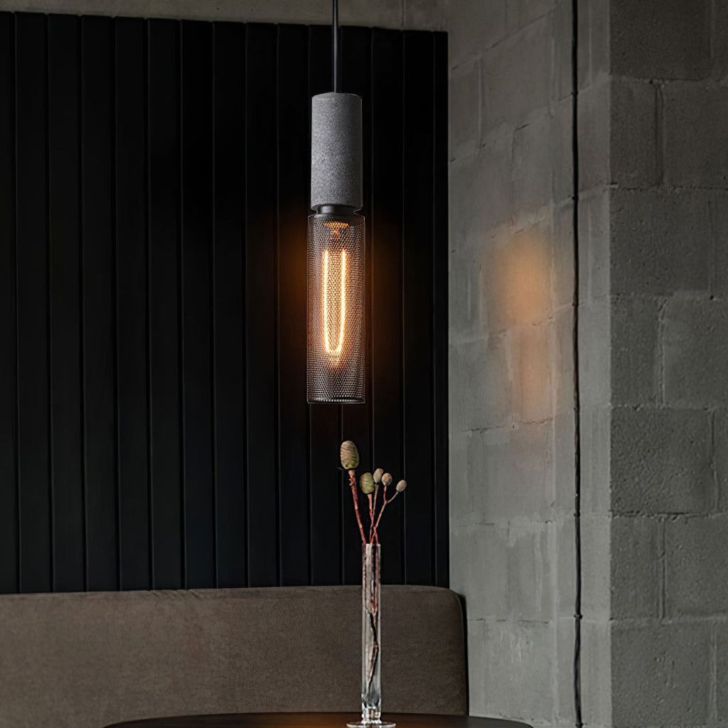 Lampada a sospensione cilindrica elegante, plafoniera moderna in stile industriale