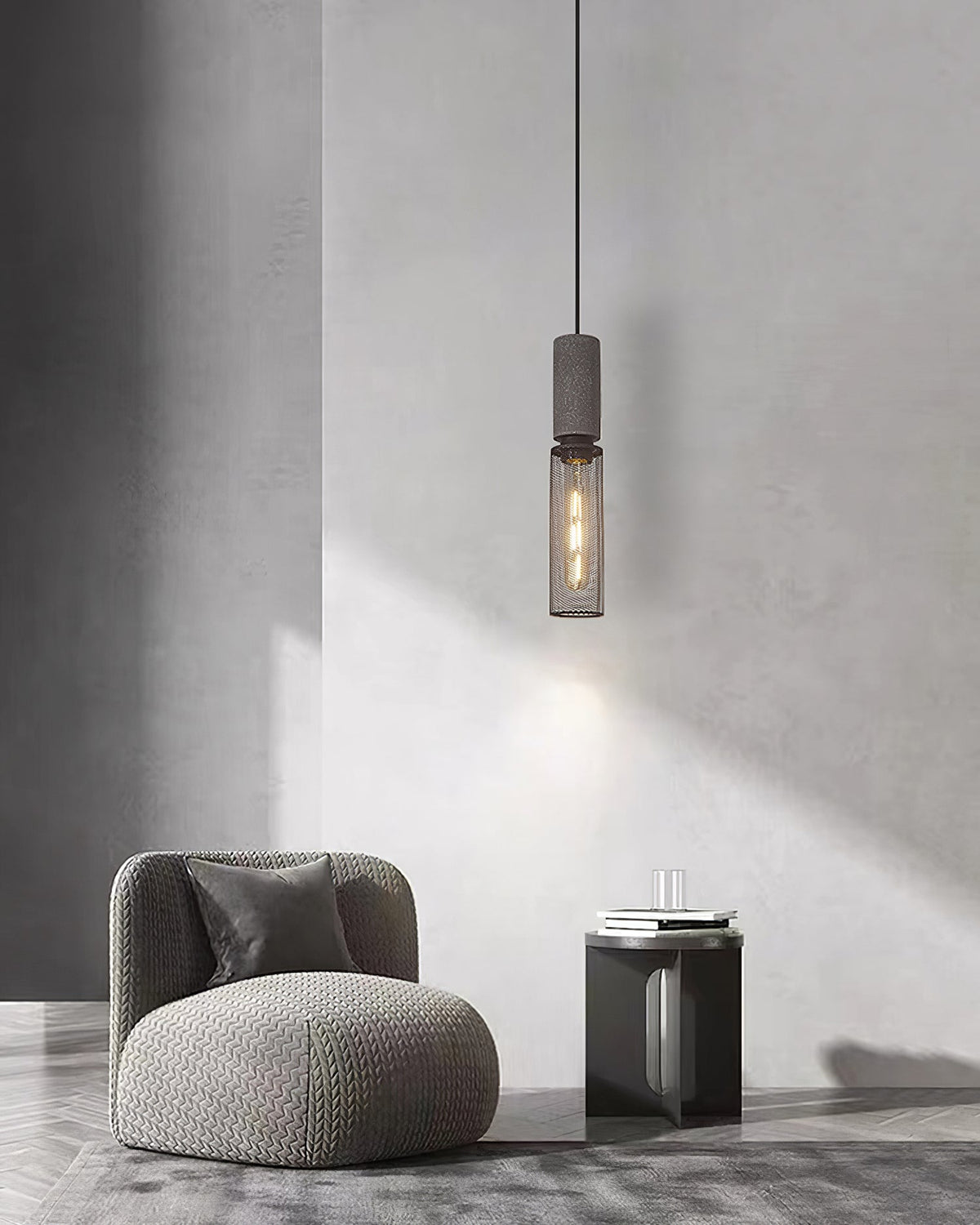 Lampada a sospensione cilindrica elegante, plafoniera moderna in stile industriale