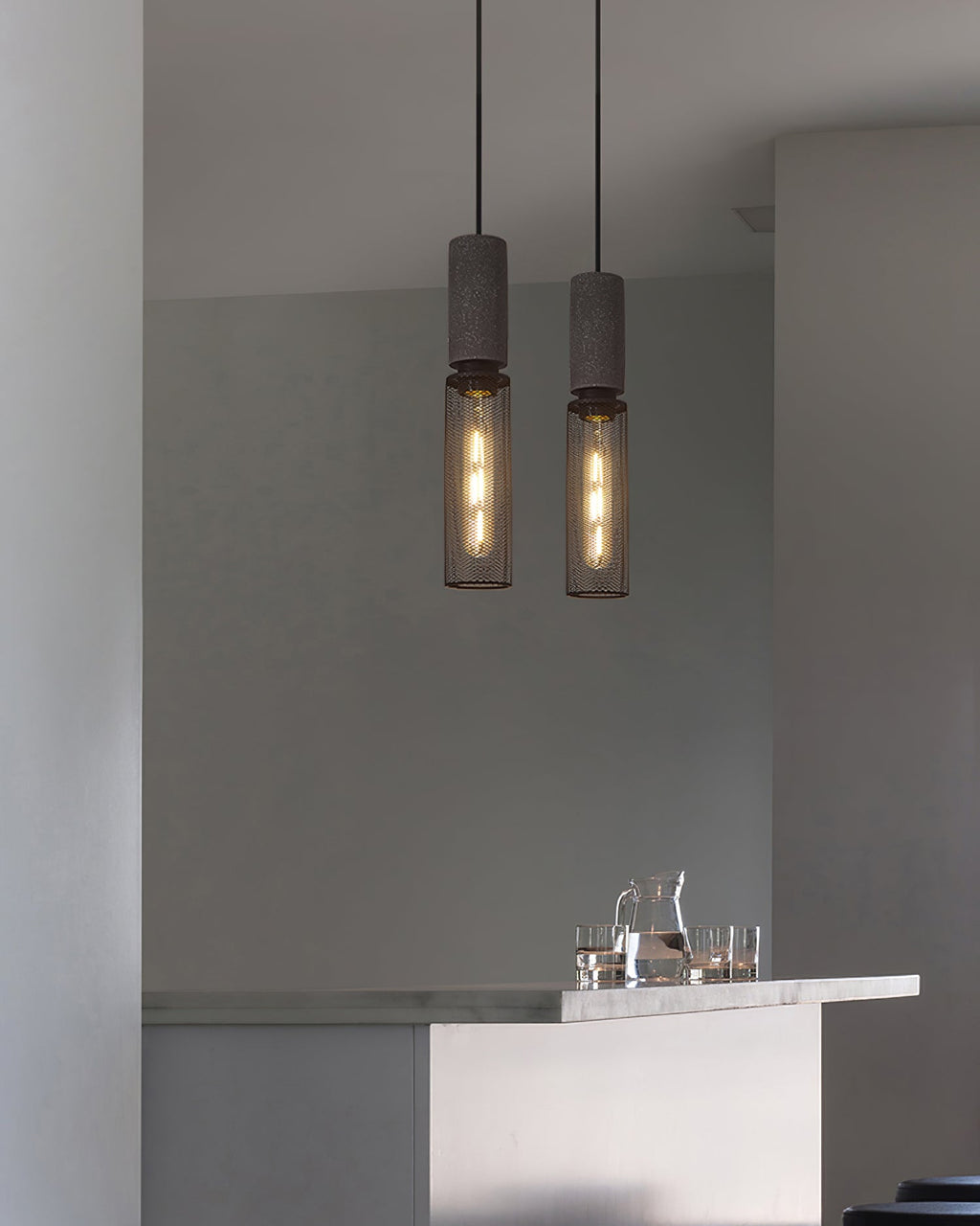 Lampada a sospensione cilindrica elegante, plafoniera moderna in stile industriale