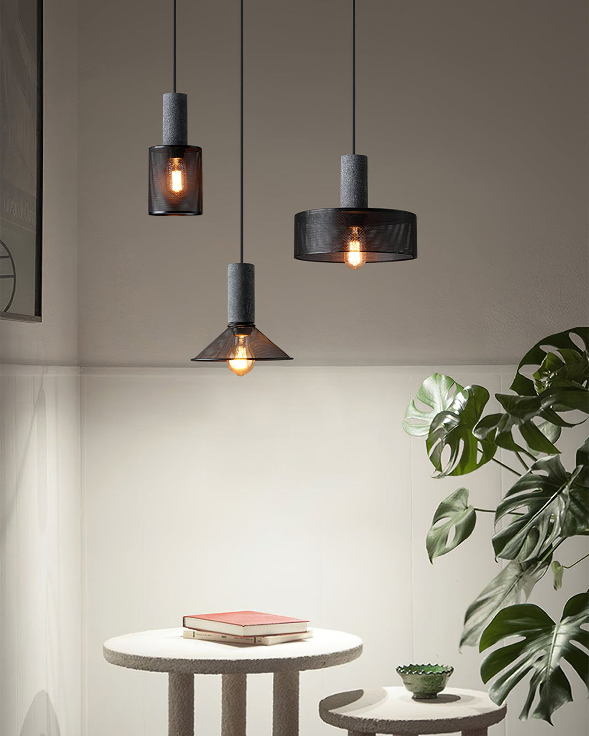 Lampada a sospensione cilindrica elegante, plafoniera moderna in stile industriale